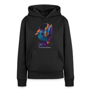 Musik Birdie - Frauen Premium Bio Hoodie - Schwarz - Vorne - Julia (174cm)