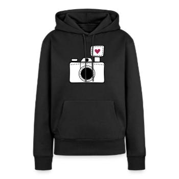 Amour de la caméra - Sweat à capuche Premium bio Femme - noir - Devant - Julia (174cm)