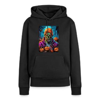 Halloween Zombie Blankovorlage 1.10 - Frauen Premium Bio Hoodie - Schwarz - Vorne - Julia (174cm)