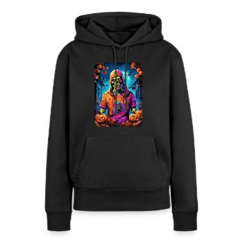 Halloween Zombie Blankovorlage 1.1 - Frauen Premium Bio Hoodie - Schwarz - Vorne - Julia (174cm)