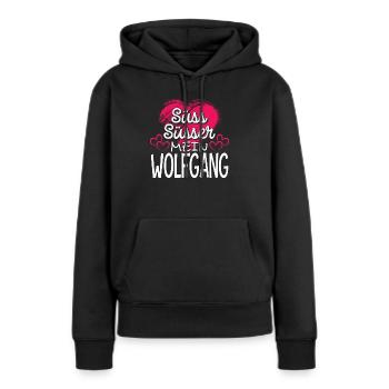 WOLFGANG - süss - Frauen Premium Bio Hoodie - Schwarz - Vorne - Julia (174cm)