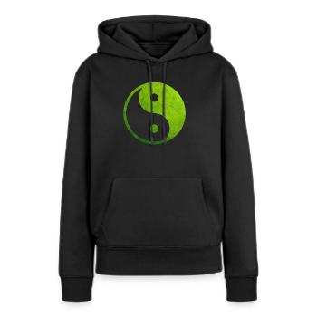 Yin Yang vert, symbole Yin Yang, taoïsme Yin Yang - Sweat à capuche Premium bio Femme - noir - Devant - Julia (174cm)