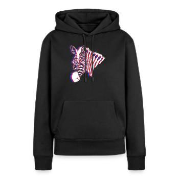 Néon zèbre - Sweat à capuche Premium bio Femme - noir - Devant - Julia (174cm)