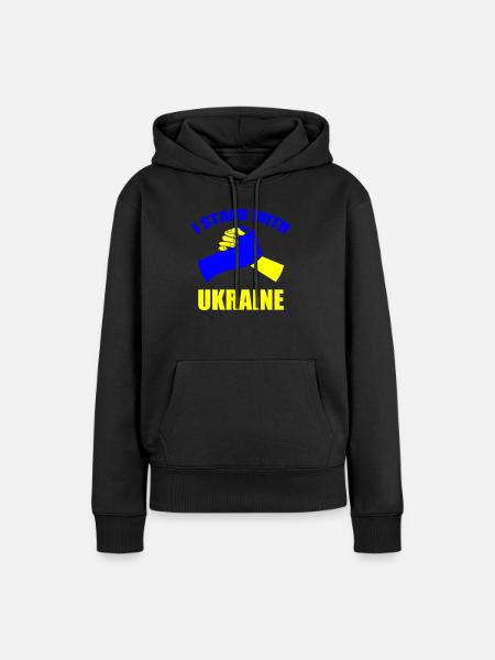 I stand with Ukraine - Frauen Premium Bio Hoodie - Schwarz