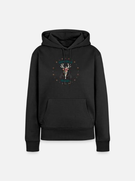 Reindeer Biker Rebell - Frauen Premium Bio Hoodie - Schwarz