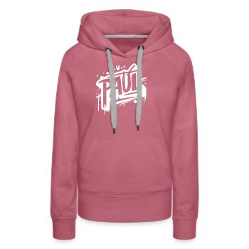 Nom de Paul Graffiti - Sweat à capuche Premium bio Femme - mauve - Devant - Isabella (175cm)