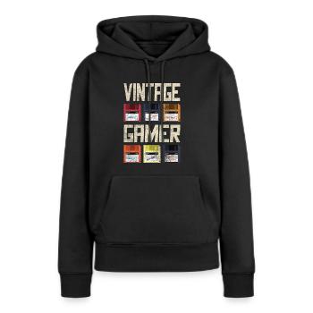 Old School Gamer - Sweat à capuche Premium bio Femme - noir - Devant - Julia (174cm)
