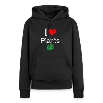 I Love Plants (weiße Schrift) - Frauen Premium Bio Hoodie - Schwarz - Vorne - Julia (174cm)