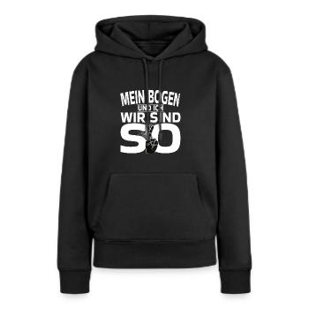 Mein Bogen und ich - Frauen Premium Bio Hoodie - Schwarz - Vorne - Julia (174cm)