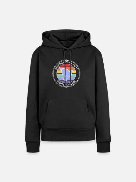 Menschenrechte statt rechte Menschen - Frauen Premium Bio Hoodie - Schwarz