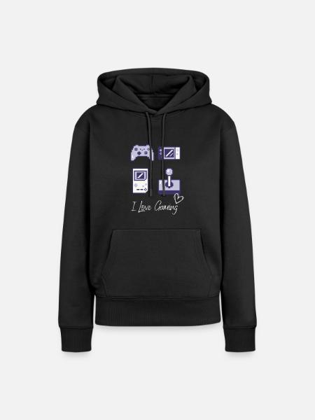I Love Gaming - Frauen Premium Bio Hoodie - Schwarz