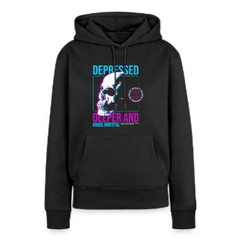 Depressed Streetwear - Frauen Premium Bio Hoodie - Schwarz - Vorne - Julia (174cm)