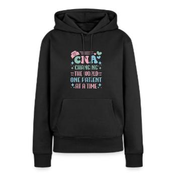 CNA Nursing Quotes Funny Nurse Lovers Cute CNA - Frauen Premium Bio Hoodie - Schwarz - Vorne - Julia (174cm)