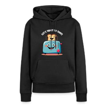 Lustiger Toaster mit fröhlichem Toast - Frauen Premium Bio Hoodie - Schwarz - Vorne - Julia (174cm)
