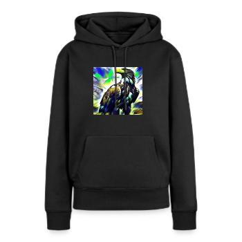 Adler - Frauen Premium Bio Hoodie - Schwarz - Vorne - Julia (174cm)