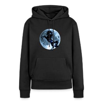 Einhorn, Vollmond , Mond, Magie, Pferd, unicorn, - Frauen Premium Bio Hoodie - Schwarz - Vorne - Julia (174cm)