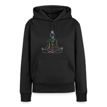 Chakra - Frauen Premium Bio Hoodie - Schwarz - Vorne - Julia (174cm)