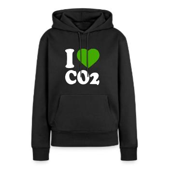 I love co2 - Sweat à capuche Premium bio Femme - noir - Devant - Julia (174cm)