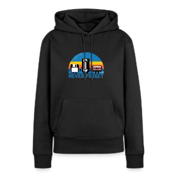 N'oublie jamais - Sweat à capuche Premium bio Femme - noir - Devant - Julia (174cm)