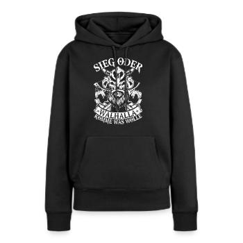 Sieg oder Walhalla - Frauen Premium Bio Hoodie - Schwarz - Vorne - Julia (174cm)