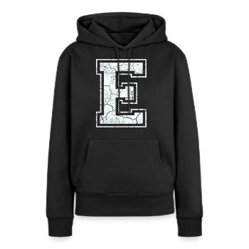 Un caractère un mi dans blanc in Used Look - Sweat à capuche Premium bio Femme - noir - Devant - Julia (174cm)