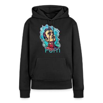 porno quoi - Sweat à capuche Premium bio Femme - noir - Devant - Julia (174cm)