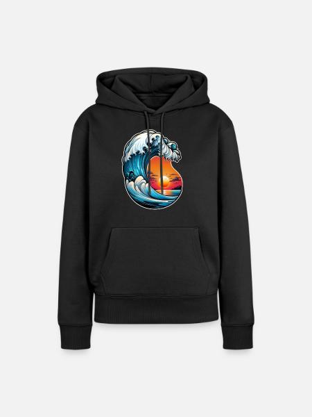 Wave - Sommer - Urlaub - Frauen Premium Bio Hoodie - Schwarz
