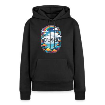 rêver - rêveur - rêveuse - rêve - rêverie - Sweat à capuche Premium bio Femme - noir - Devant - Julia (174cm)