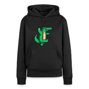 Croco dansant cool crocodile - Sweat à capuche Premium bio Femme - noir - Devant - Julia (174cm)