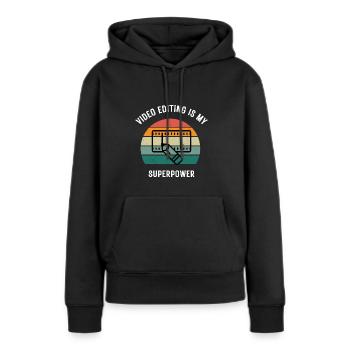 Video Editing | Superpower des Video Cutter - Frauen Premium Bio Hoodie - Schwarz - Vorne - Julia (174cm)