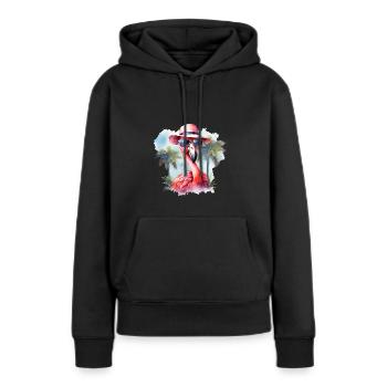 Cooler Flamingo Sonnenbrille Hut Palmen - Frauen Premium Bio Hoodie - Schwarz - Vorne - Julia (174cm)