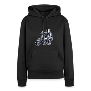 Motorradfahrer - Frauen Premium Bio Hoodie - Schwarz - Vorne - Julia (174cm)