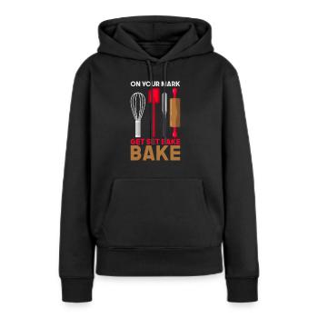 Los Backen! Wallholz Schneebesen lustiger Spruch - Frauen Premium Bio Hoodie - Schwarz - Vorne - Julia (174cm)