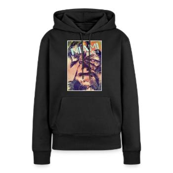 miami - Sweat à capuche Premium bio Femme - noir - Devant - Julia (174cm)
