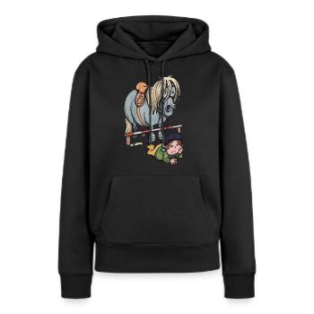 Thellwell Cheval Saut D'Obstacles - Sweat à capuche Premium bio Femme - noir - Devant - Julia (174cm)