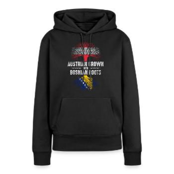 Österreicher mit bosnischen Wurzeln - Frauen Premium Bio Hoodie - Schwarz - Vorne - Julia (174cm)