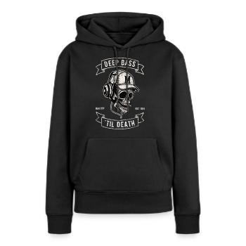 Deep Bass jusqu’à la mort | Conception minimale des basses et de l’électroérosion - Sweat à capuche Premium bio Femme - noir - Devant - Julia (174cm)