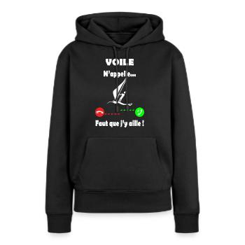 Voile - voile m'appelle - Sweat à capuche Premium bio Femme - noir - Devant - Julia (174cm)