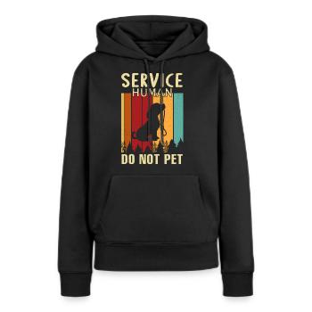 servie humain ne pas caresser - Sweat à capuche Premium bio Femme - noir - Devant - Julia (174cm)