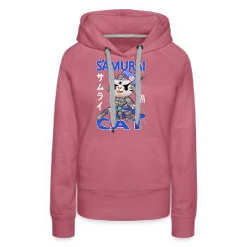 Samurai Cat japan cat - Frauen Premium Bio Hoodie - Malve - Vorne - Isabella (175cm)