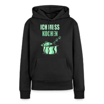 Ich muss Kochen Bla Bla Bla - Frauen Premium Bio Hoodie - Schwarz - Vorne - Julia (174cm)