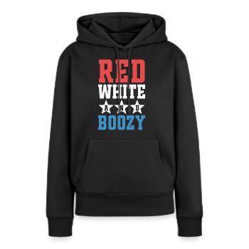 Rouge, Blanc et Alcoolisé - Sweat à capuche Premium bio Femme - noir - Devant - Julia (174cm)