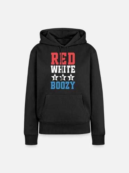 Rot, Weiß und Alkoholisch - Frauen Premium Bio Hoodie - Schwarz