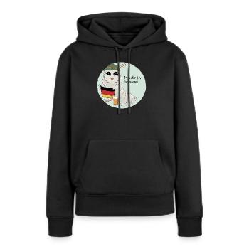 Made in Germany - Frauen Premium Bio Hoodie - Schwarz - Vorne - Julia (174cm)