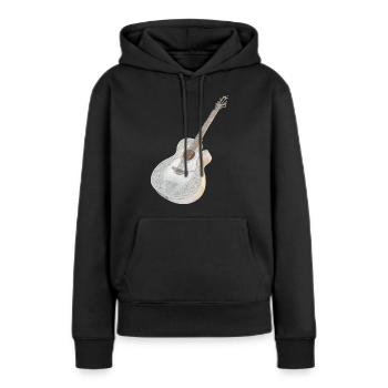 Guitare acoustique - Sweat à capuche Premium bio Femme - noir - Devant - Julia (174cm)
