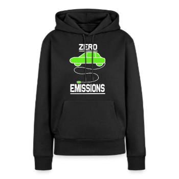 zero emissions - Frauen Premium Bio Hoodie - Schwarz - Vorne - Julia (174cm)