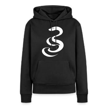 Minimalistische Schlange - Frauen Premium Bio Hoodie - Schwarz - Vorne - Julia (174cm)
