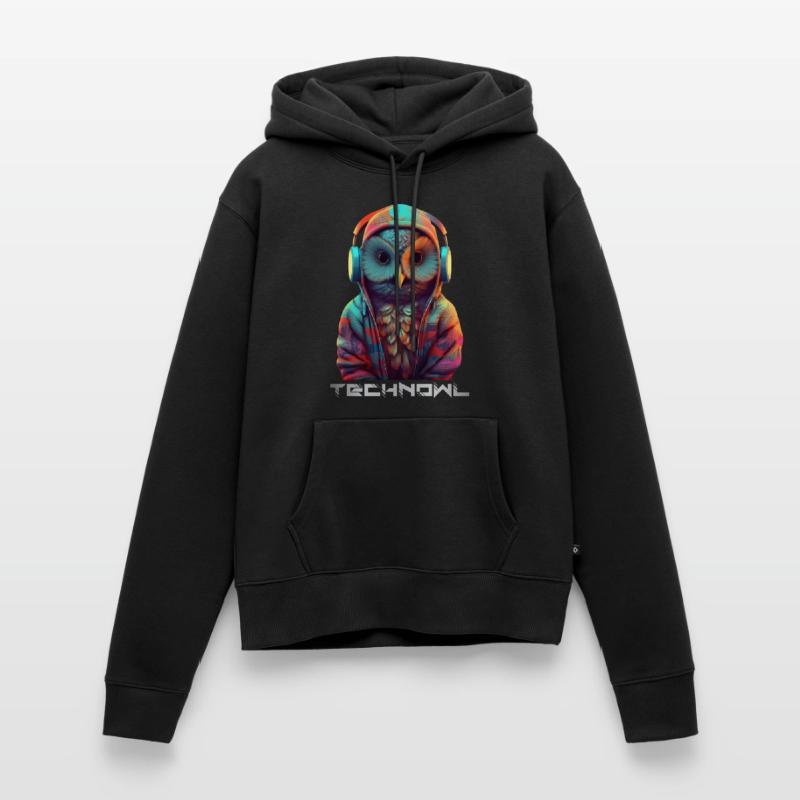 Technowl DJ Party Eule Nachteule Techno Tier Frauen Premium Bio Hoodie