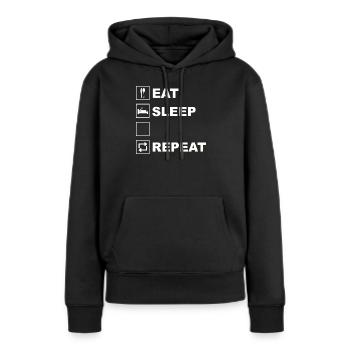 Eat Sleep Repeat Icon Layout - Frauen Premium Bio Hoodie - Schwarz - Vorne - Julia (174cm)