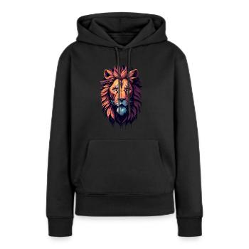 Illustration du lion - Sweat à capuche Premium bio Femme - noir - Devant - Julia (174cm)